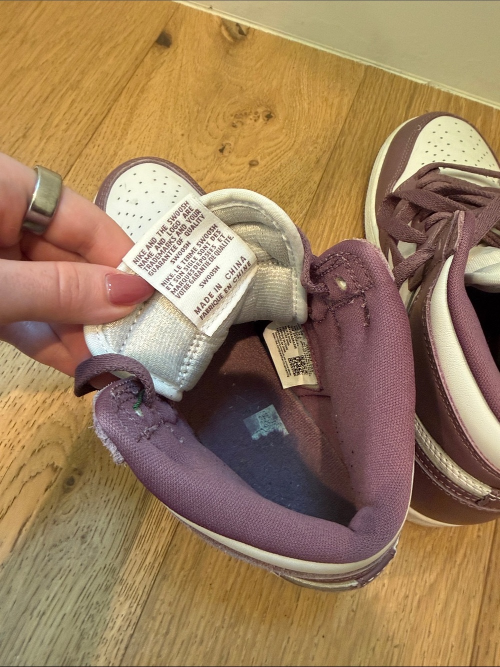 Nike Air Jordan 1 Mid Mauve and White High-Top Sneakers - Picture 6 of 7